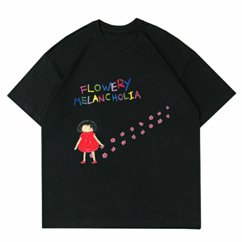 BAJU BAND THE JANSEN "FLOWERY MELANCHOLIA | THE CAROLINES | T-SHIRT  BAND THE JANSEN BLACK | KAOS BA