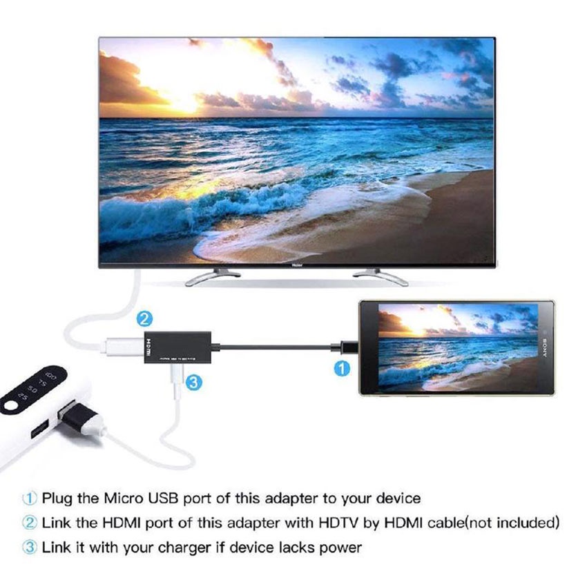 KABEL MHL KONVERTER MICRO USB KE HDMI / KABEL MHL MICRO USB TO HDMI CONVERTER / PEMUTAR LAYAR