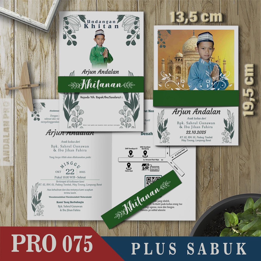 Kode Toko: S10 - Pro 075 Khitan / Khitanan Pakai Foto - Cetak Undangan Variasi Sabuk  Termurah, Unda
