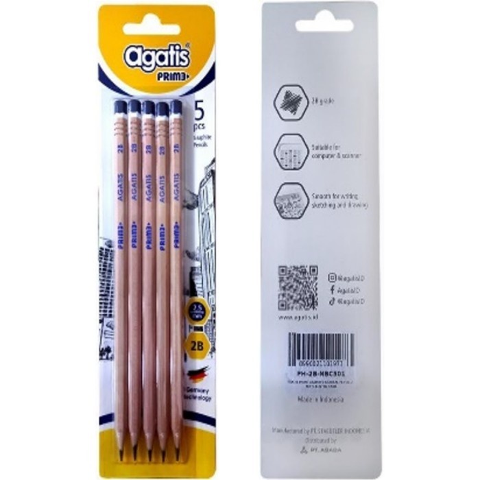 

Pensil AGATIS Prime Hexa Graphite Natural 2B Blister Set isi 5 Pcs