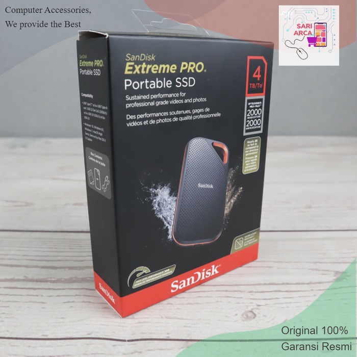 Sandisk - SSD Portable Sandisk 1TB 2TB 4TB Extreme ProV2 Hardisk Eksternal - Original