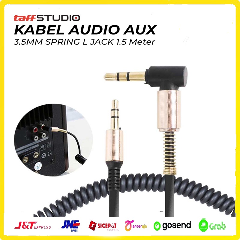 Kabel Audio AUX Speaker Mic Microfon 3.5mm Spring L Jack 1.5m