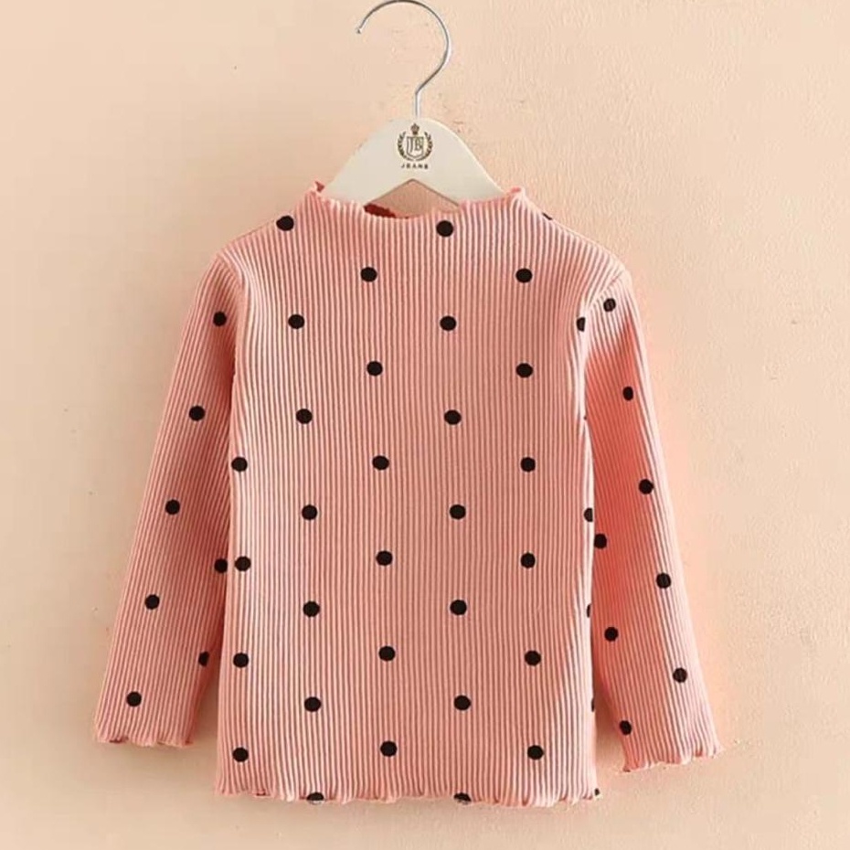 VS - TURTLE NECK ANAK MOTIF POLKADOT RIB / ATASAN TOP ANAK PEREMPUAN USIA 1-5 TAHUN