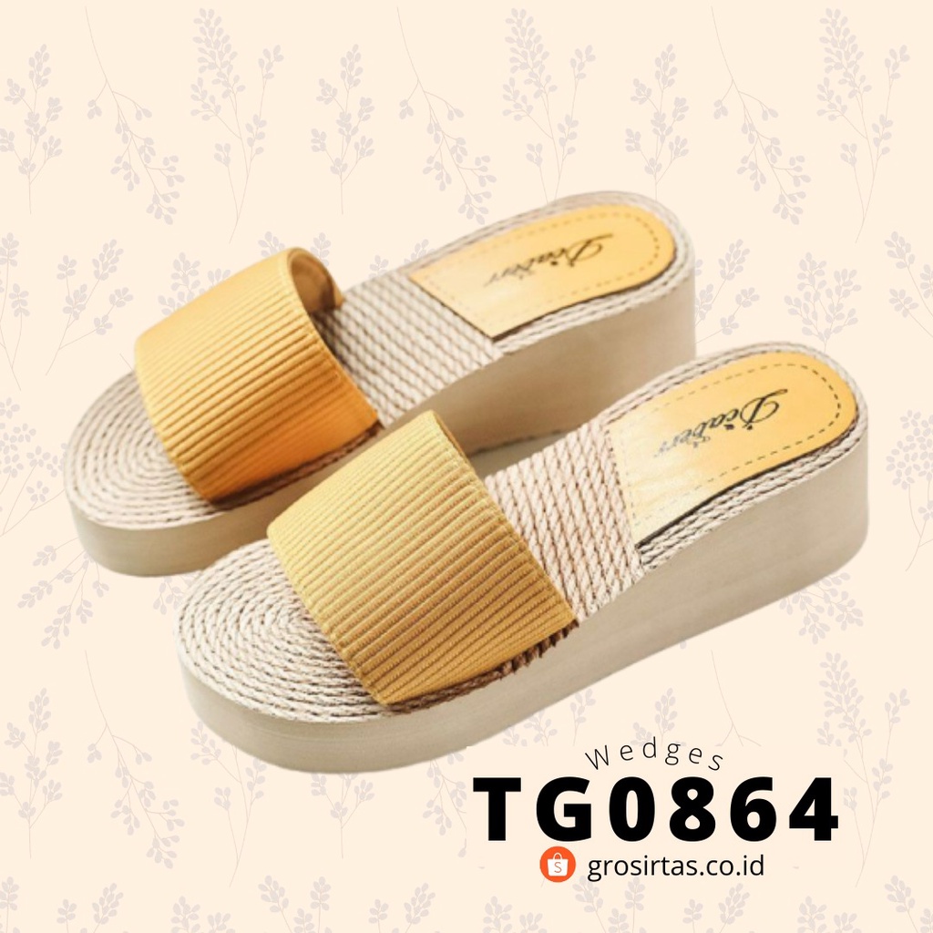 TOPGROSIR TG0864 Sandal Slip On Simple Fashion Wedges polos wanita