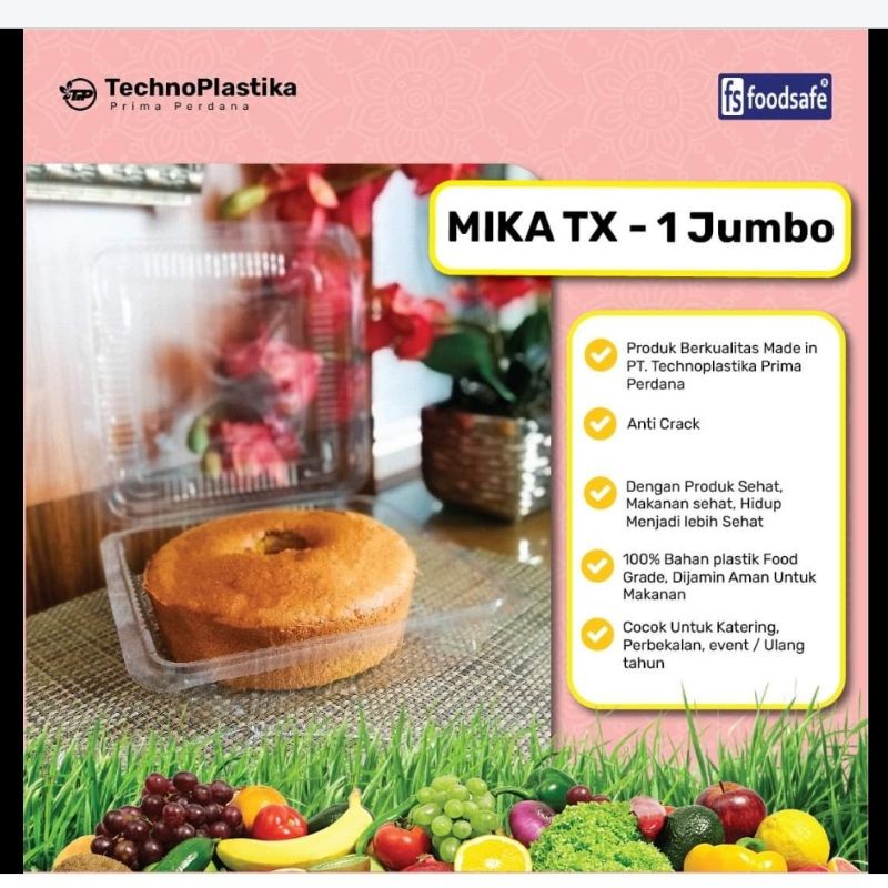 MIKA TX-1 JUMBO TEMPAT KUE / BOLU || Ukuran : panjang 23,2 cm x lebar 23,2 cm x tinggi 7,7 cm