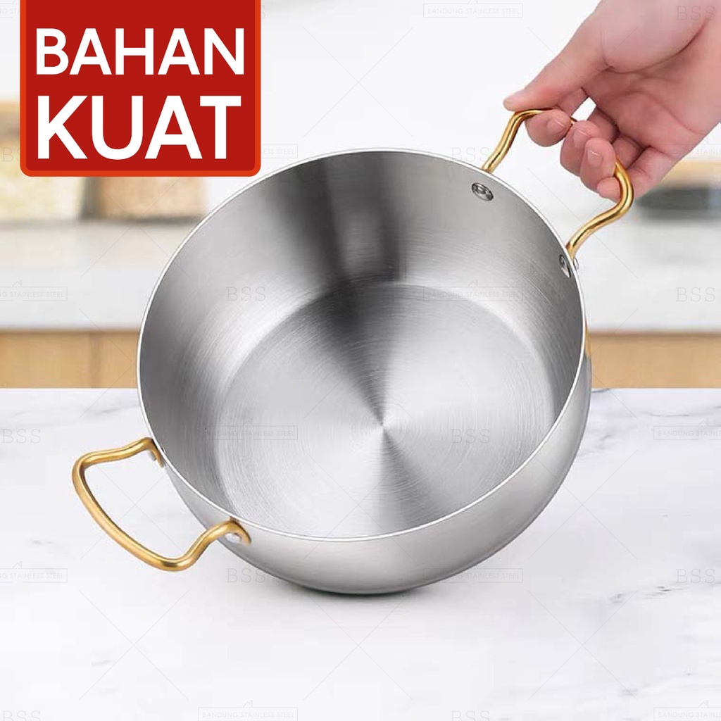 Panci Mie Korea 16cm 18cm 20cm Stainless Gold Silver Ramen Ramyun Cookware Korean Pot Bowl Noodle Soup Seafood