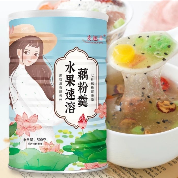 

oufen lotus root powder makanan diet healthy food bubuk akar teratai - rasa buah plum
