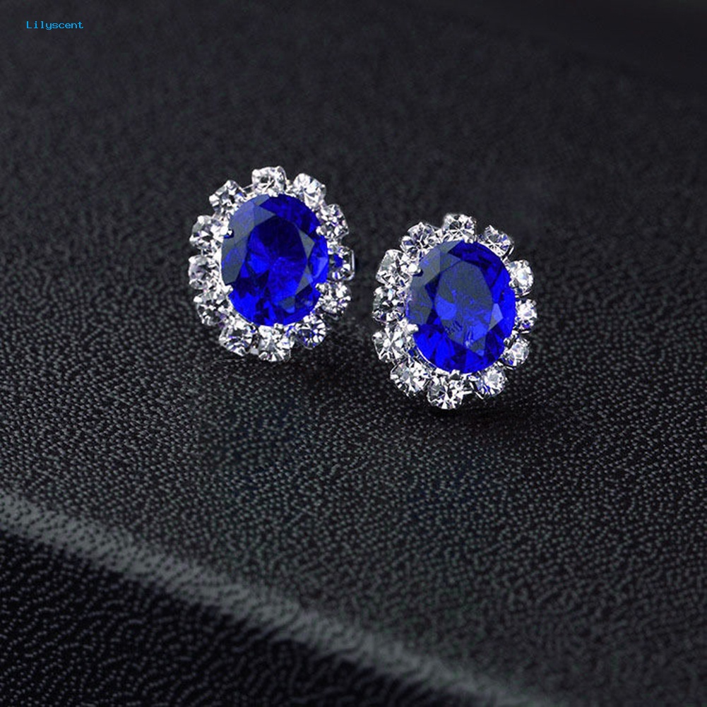 Lilyscent Fashion Wanita Lady Elegan Berlian Imitasi Bunga Ear Stud Earrings Hadiah Perhiasan