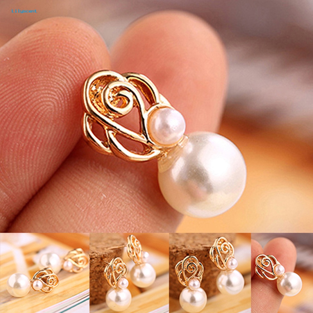 Lilyscent Fashion Wanita Mutiara Imitasi Ear Studs Earrings Pesta Pernikahan Pengantin Telinga Perhiasan