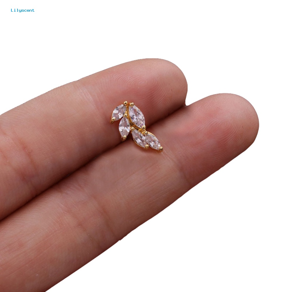 Lilyscent 1Pc Lady Cubic Zirconia Hias Bintang Bulan Telinga Stud Anting Tindik Helix Perhiasan