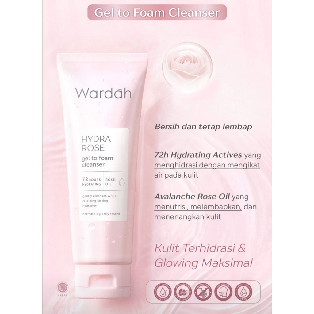 WARDAH Hydra Rose Gel to Foam Cleanser 100ml - Apple_Kosmetik