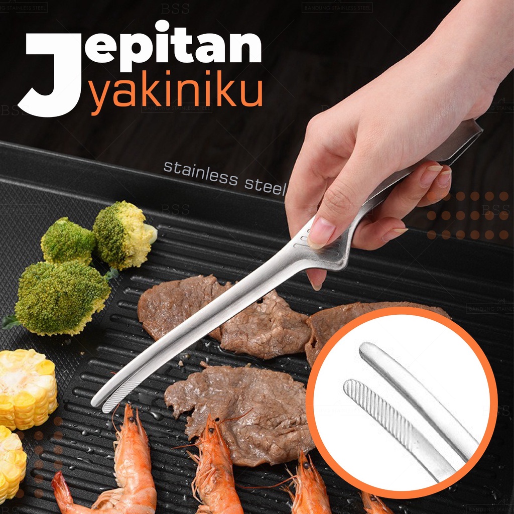 Jepitan Daging Jepang 10inch 24cm Capitan Japanese Yakiniku Korean Barbeque BBQ Grill Multifungsi Stainless Steel Makanan