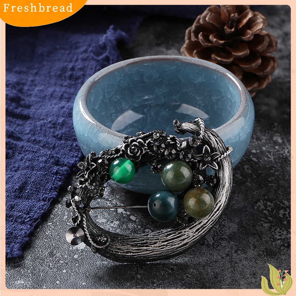 < Freshbread > Vintage Wanita Pesta Perhiasan Berlian Imitasi Berongga Bunga Bros Pin Syal Breastpin