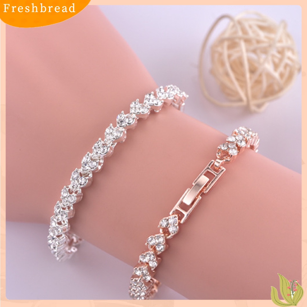 &lt; Freshbread &gt; Gelang Wanita Hias Berlian Imitasi Berkilau Bangle Adjustable Untuk Ulang Tahun Pesta