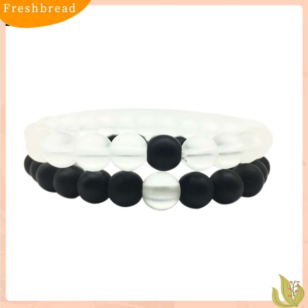 &lt; Freshbread &gt; 2Pcs/Set Manik-Manik Matte Pasangan Jarak Gelang Pria Wanita Best Friend Jewelry