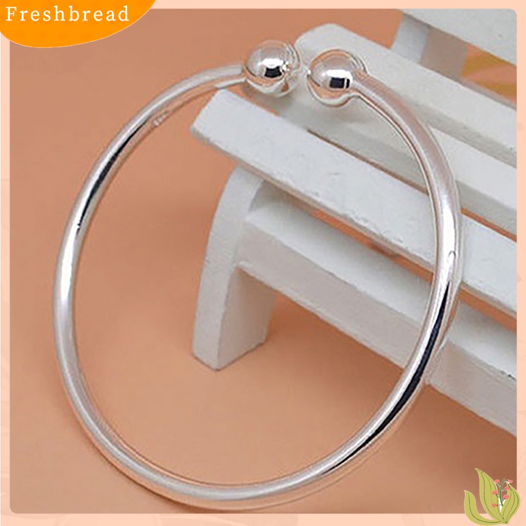 &lt; Freshbread &gt; Gelang Manset Tangan Terbuka Berlapis Perak Wanita Simple Beads Bangle