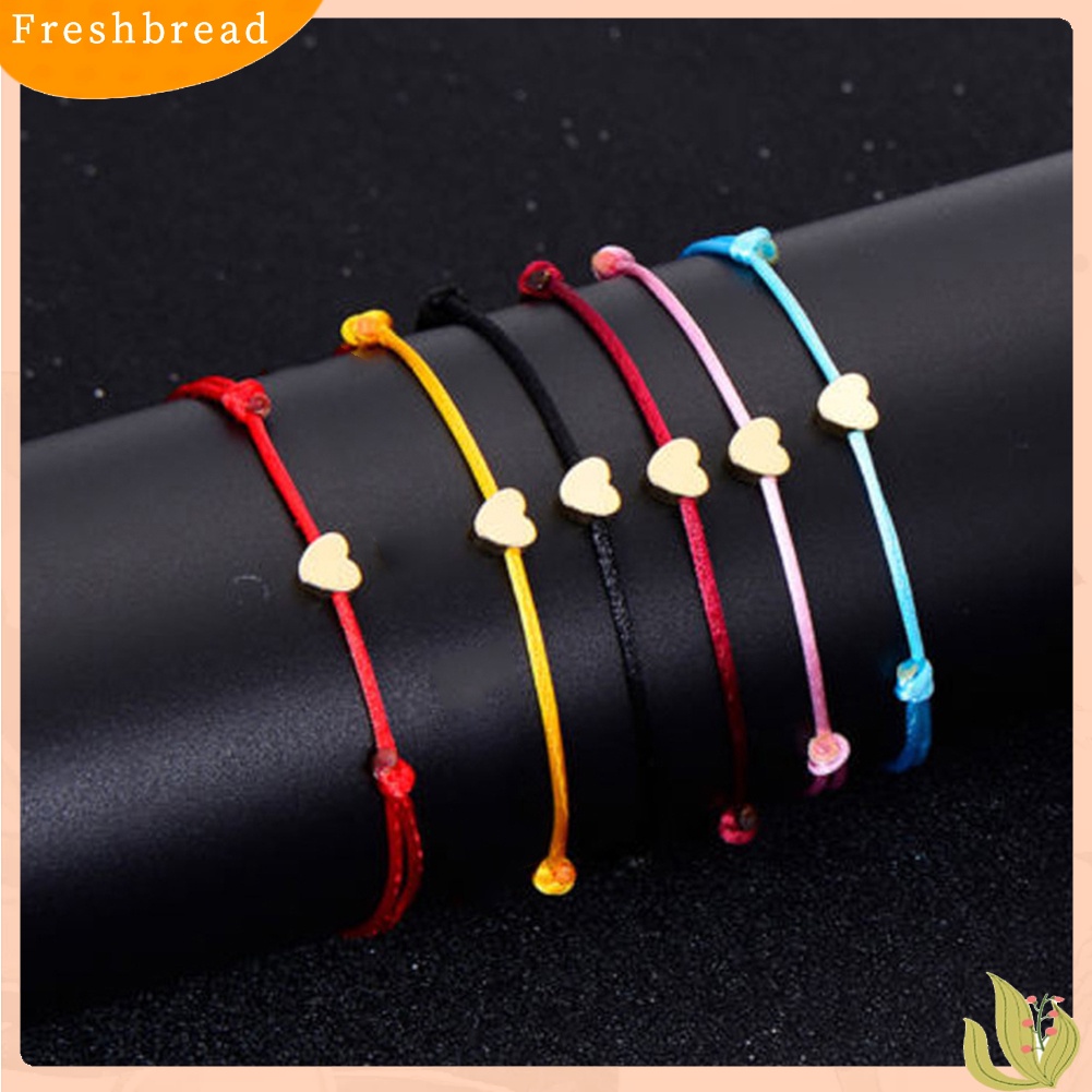 &lt; Freshbread &gt; Fashion Wanita Jantung Pesona Tali Beruntung Gelang Bangle Adjustable Perhiasan Hadiah