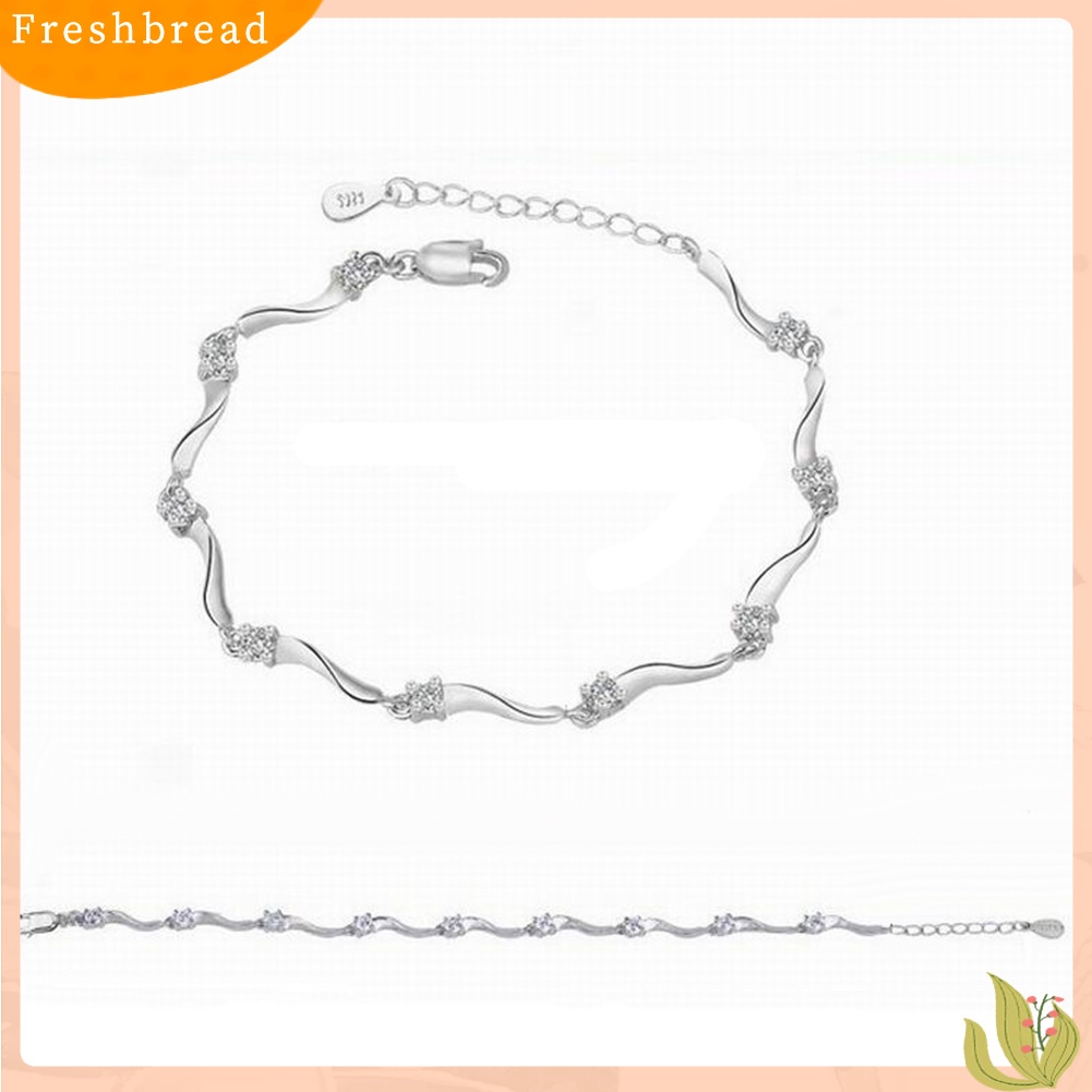 &lt; Freshbread &gt; Wanita Fashion Gelang Zirkon Hias Pesona Perhiasan Adjustable Bangle Pesta Hadiah