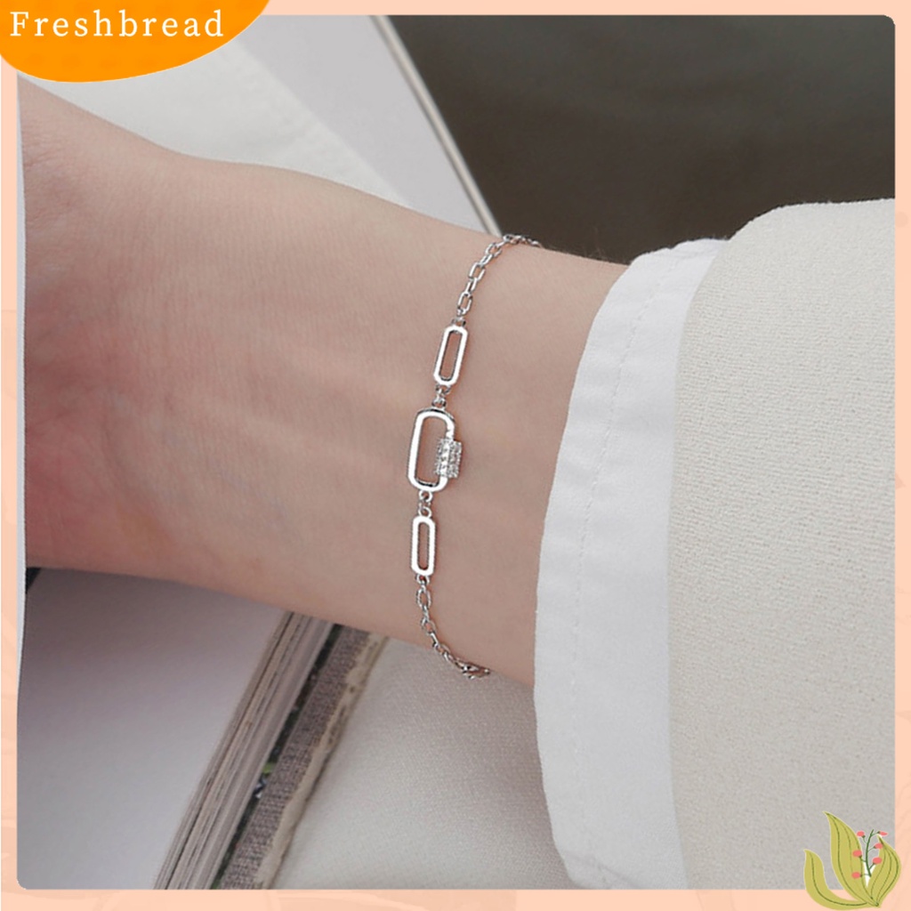 &lt; Freshbread &gt; Gelang Tembaga Hias Artistik Geometris Berlian Imitasi Dekorasi Gelang Cewek Untuk Kehidupan Sehari-Hari