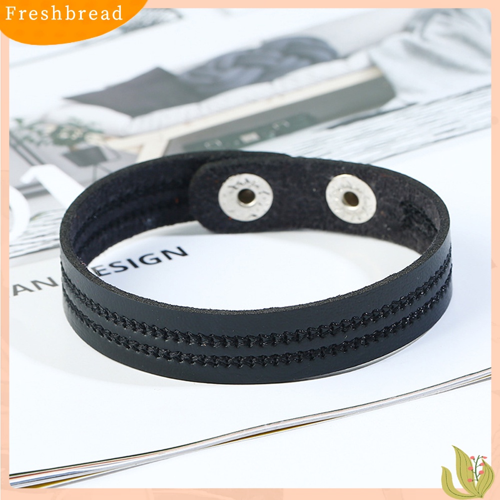 &lt; Freshbread &gt; Vintage Pria Wanita Bordir Faux Kulit Gelang Pergelangan Tangan Bangle Perhiasan Hadiah