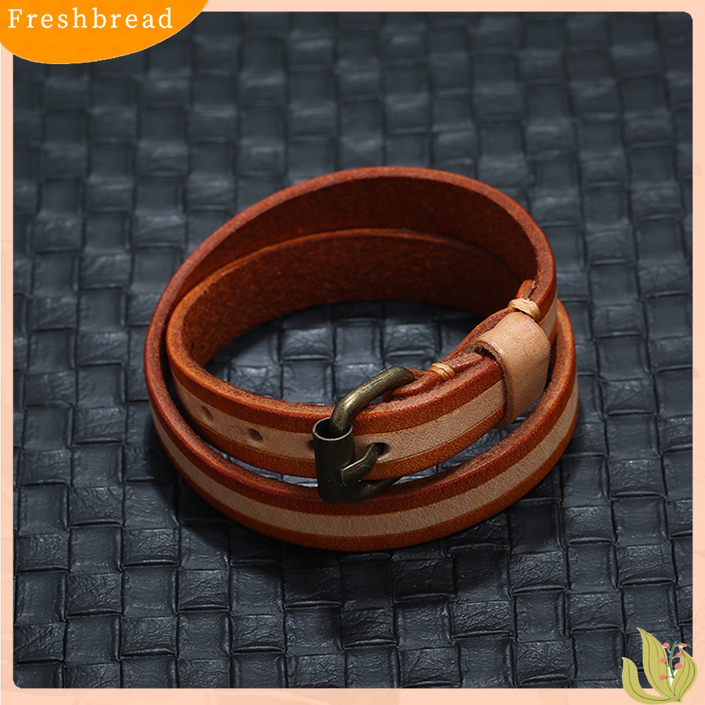 &lt; Freshbread &gt; Vintage Unisex Double Layer Kulit Sapi Gelang Bangle Pesta Perhiasan Hadiah