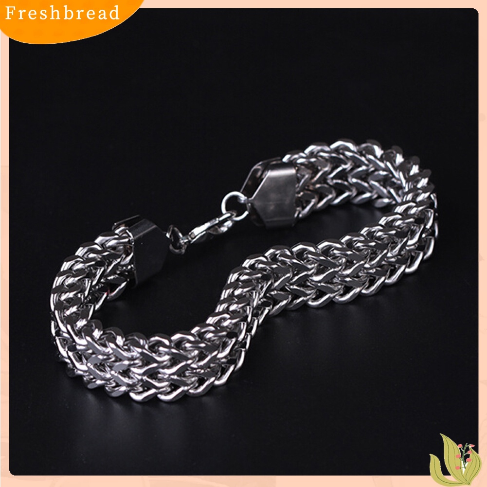 &lt; Freshbread &gt; Pria Stainless Steel Gelang Bangle Desain Sederhana Vintage Rantai Ular Perhiasan