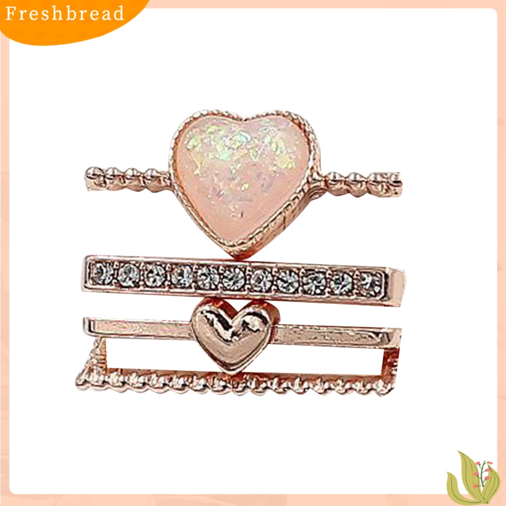 &lt; Freshbread &gt; 4Pcs Watch Band Dekorasi Rings Pesona Logam Berlian Imitasi Mengkilap Hias Berkilau Geometris Hadiah Valentine Bentuk Hati Silikon Watch Strap Bracelets