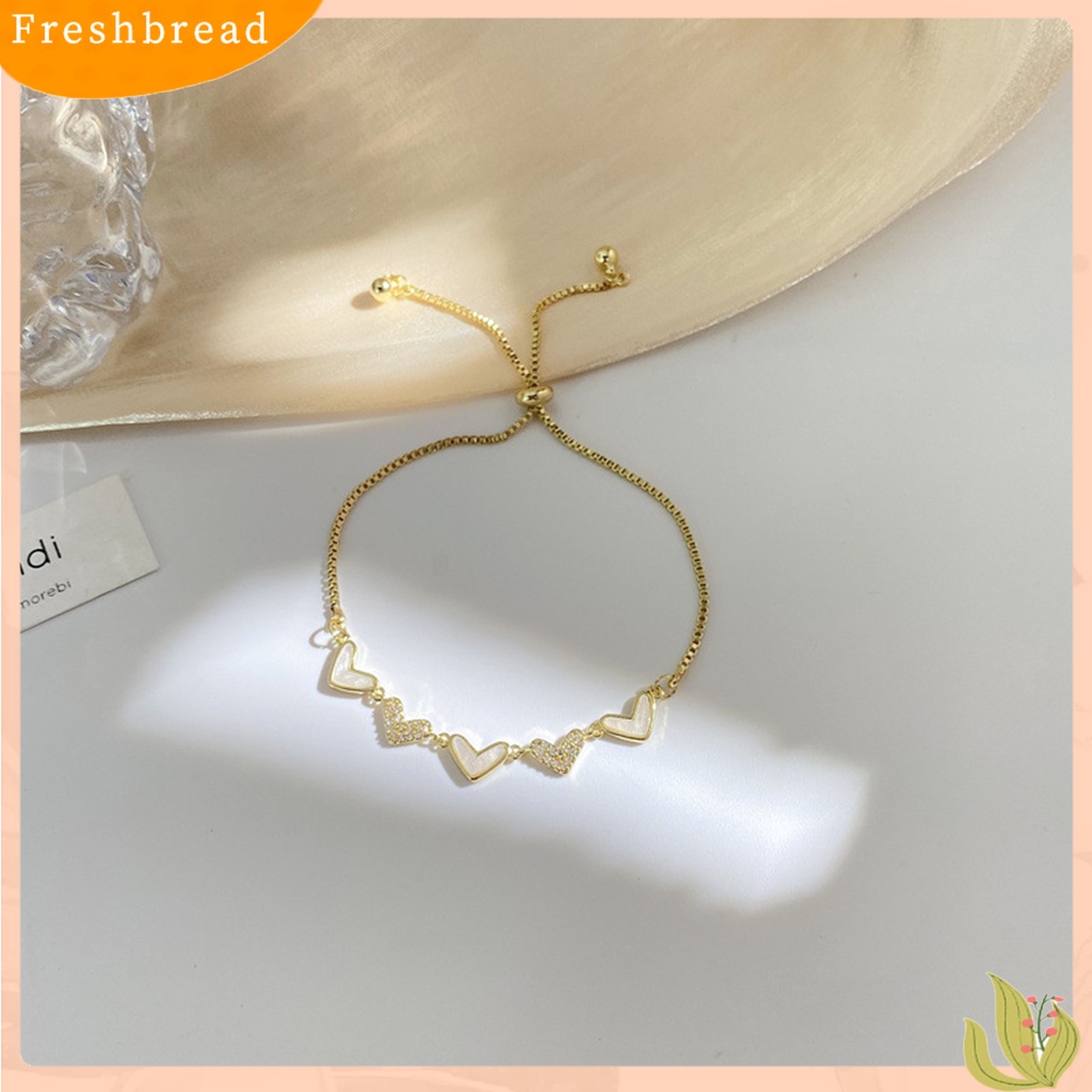 &lt; Freshbread &gt; Wanita Gelang Berlian Imitasi Hias Adjustable Aksesoris Desain Bentuk Hati Bangle Untuk Pesta