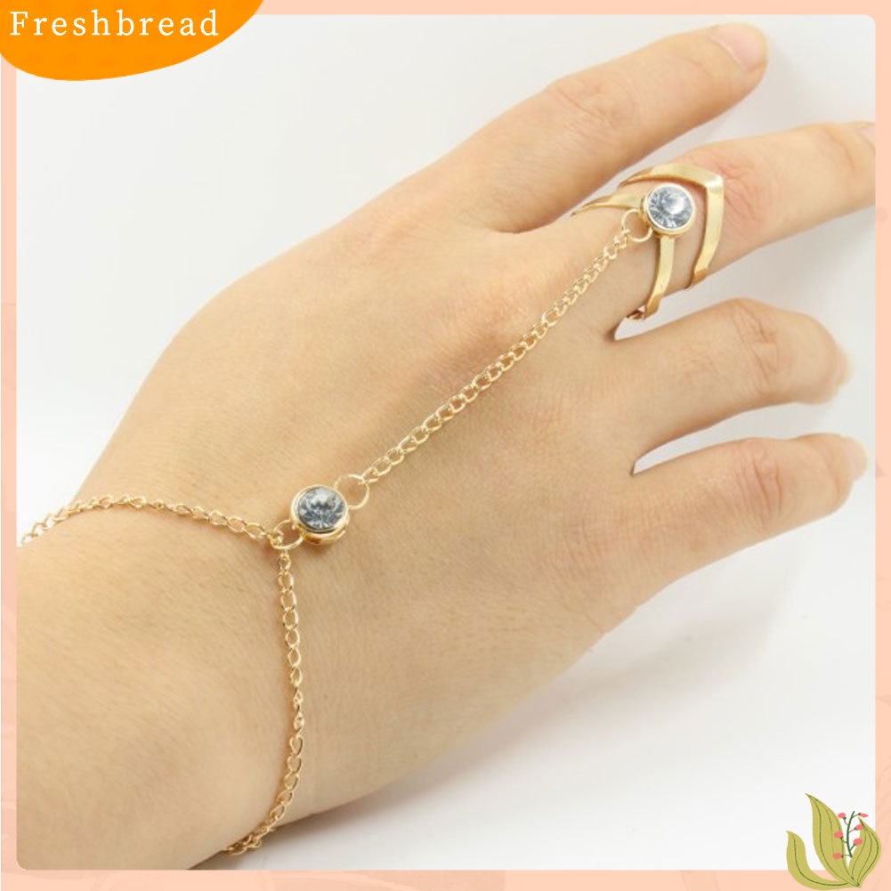 &lt; Freshbread &gt; Fashion Berongga Geometris Berlian Imitasi Bertatahkan Cincin Gelang Perhiasan Pengantin Pernikahan