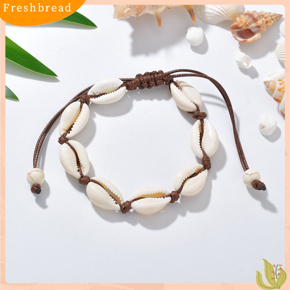 &lt; Freshbread &gt; Wanita Rajut Tangan Shell Pesona Gelang Manik-Manik Rantai Bangle Perhiasan Aksesori