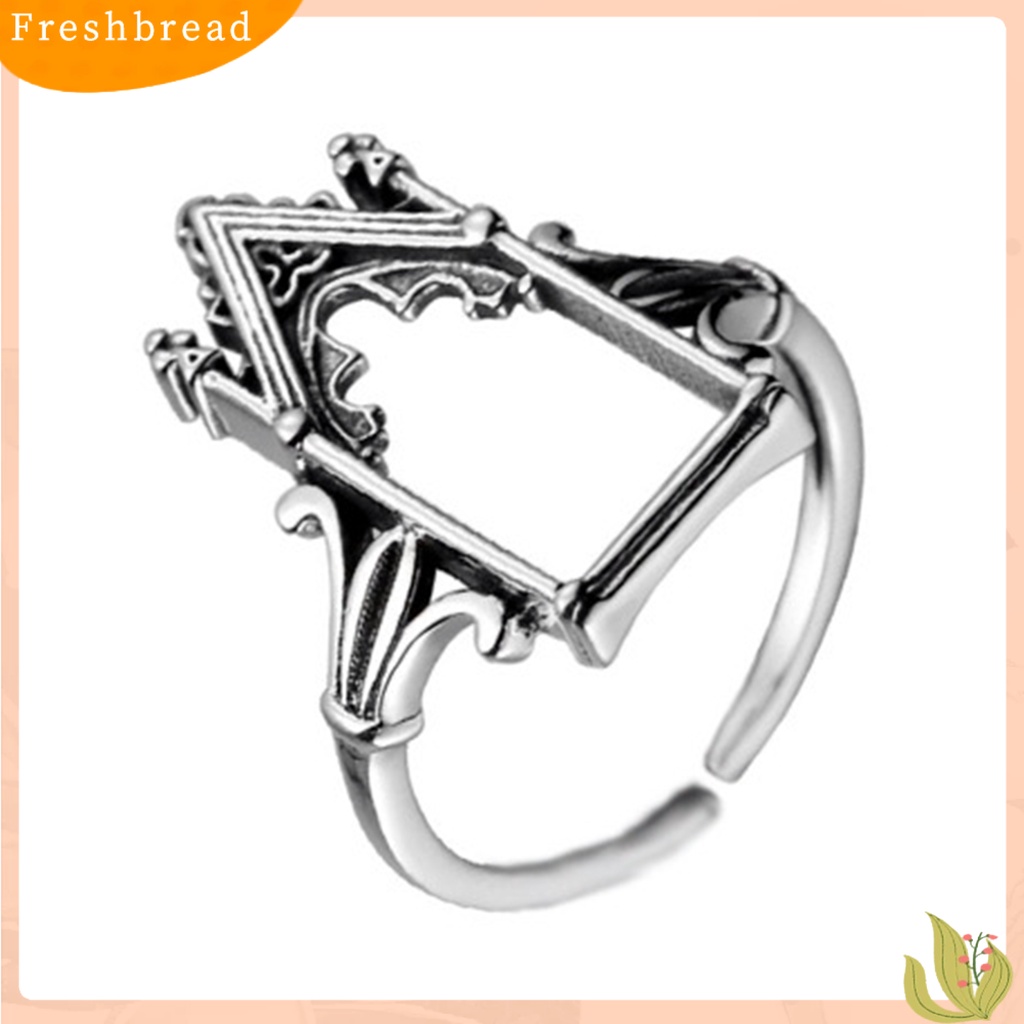 &lt; Freshbread &gt; Cincin Pesta Retro Desain Bukaan Dapat Disesuaikan Gaya Kastil Finishing Antik Electroplating Dress Up Perhiasan Vintage Castle Open Ring Untuk Pesta