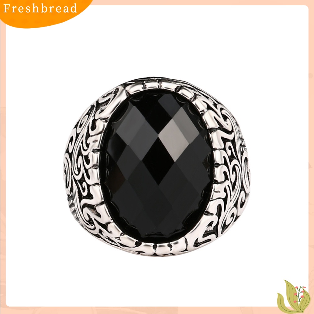 &lt; Freshbread &gt; Fashion Pria Totem Ukir Oval Alloy Jari Cincin Pesta Club Perhiasan Hadiah Ulang Tahun