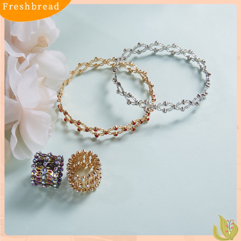 &lt; Freshbread &gt; Gelang Cincin Bebas Alergi Warna Hidup Permukaan Mengkilap Berkilau Mudah Dipakai Tahan Luntur Tembaga 2in1 Ditarik Gelang Cincin Wanita Perhiasan Hadiah Ulang Tahun