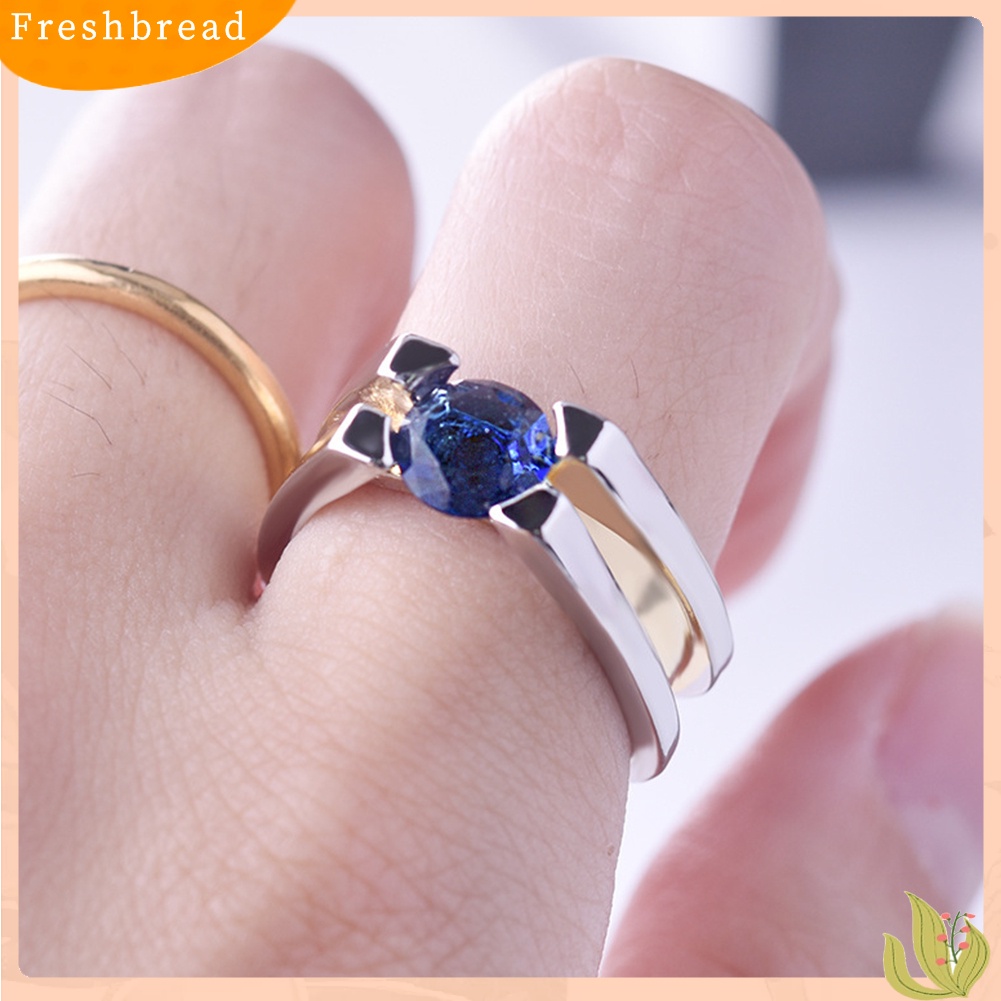 &lt; Freshbread &gt; Wanita Safir Imitasi Bertatahkan Geometris Jari Cincin Pernikahan Lamaran Perhiasan Hadiah