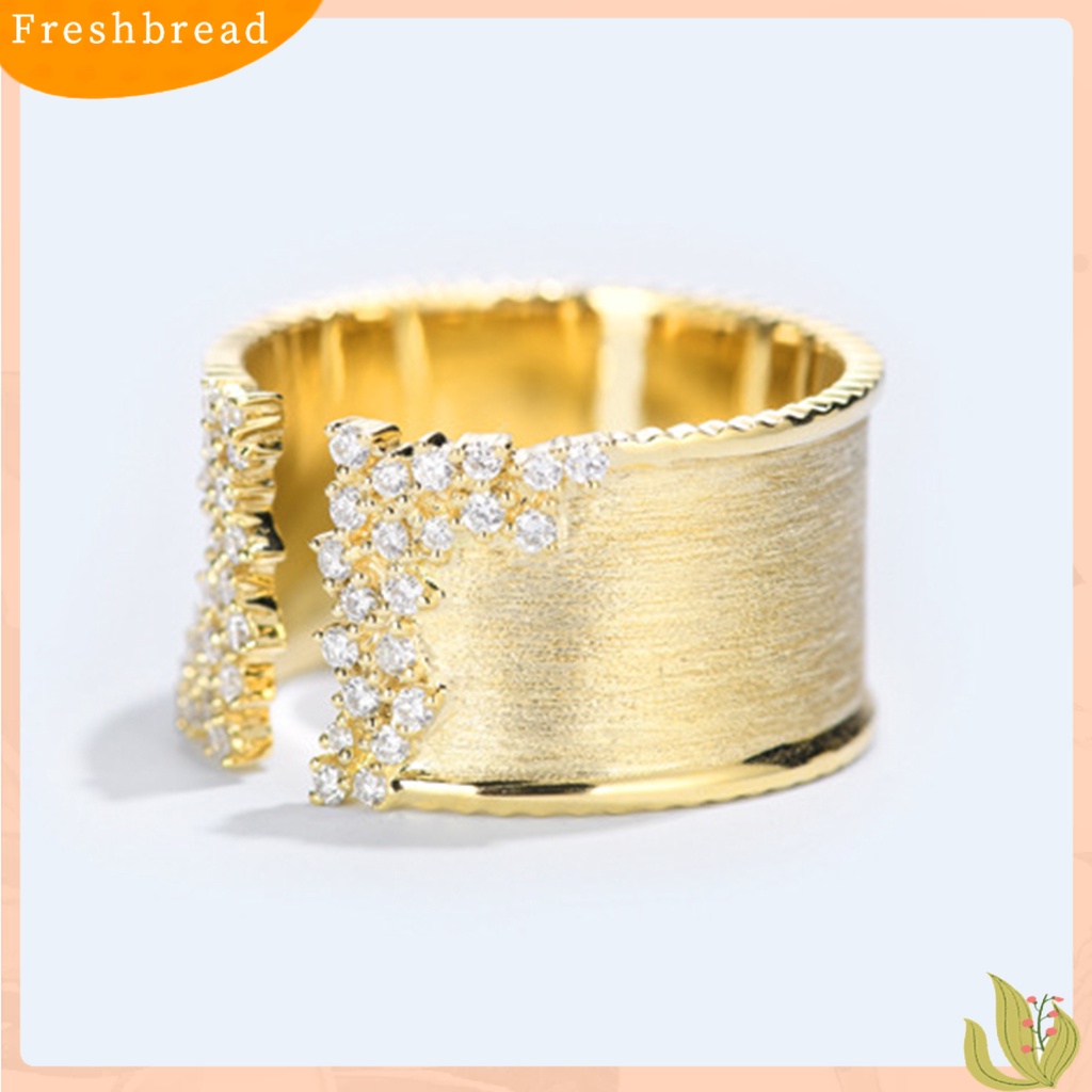 &lt; Freshbread &gt; Cincin Jari Open-end Adjustable Tembaga Tampilan Glossy Perhiasan Open Ring Untuk Pacar