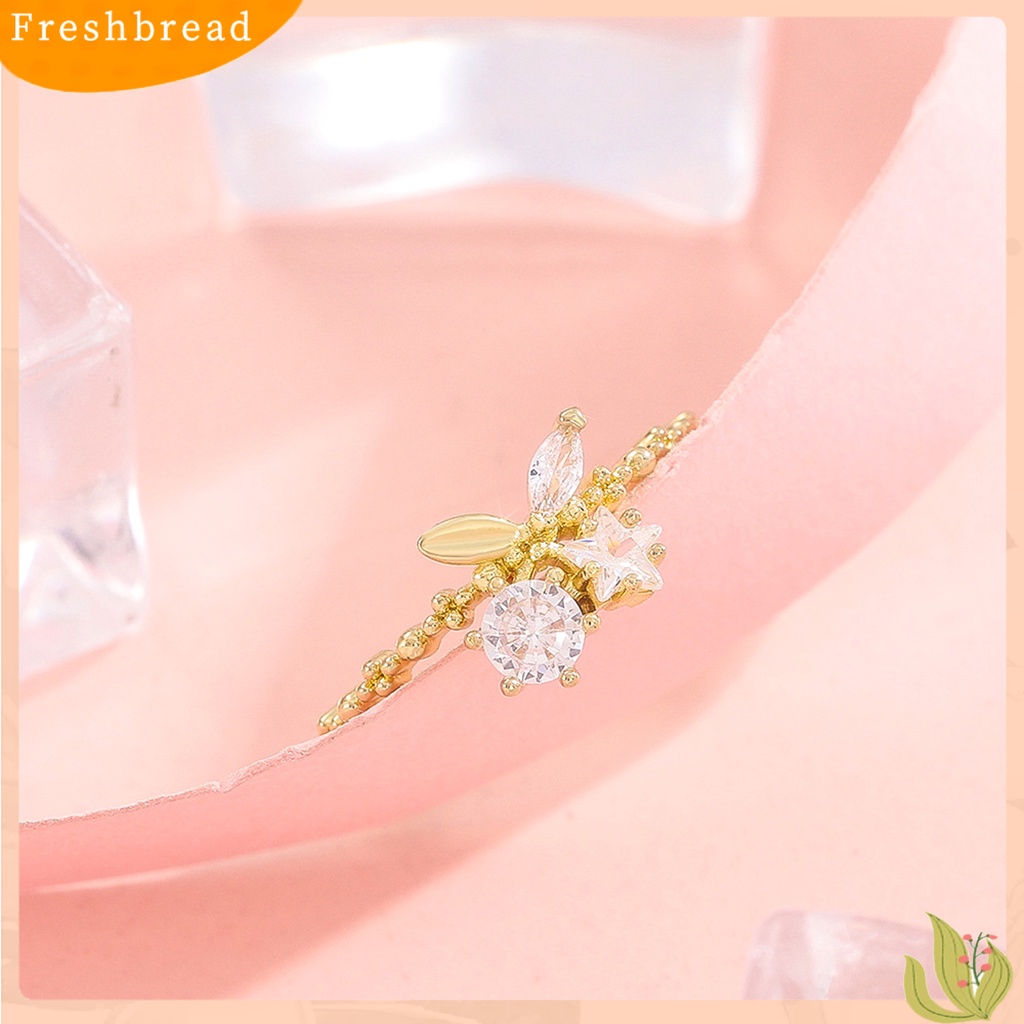 &lt; Freshbread &gt; Wanita Cincin Pembukaan Temperamen Yang Dapat Disesuaikan Tidak Rata Geometris Berlian Imitasi Cherry Bintang Jari Cincin Fashion Perhiasan
