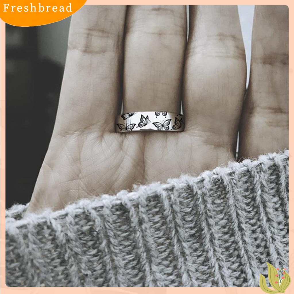 &lt; Freshbread &gt; Cincin Kupu-Kupu Ukir Vintage Trendi Paduan Kesederhanaan Chic Cincin Jari Hias Untuk Hadiah