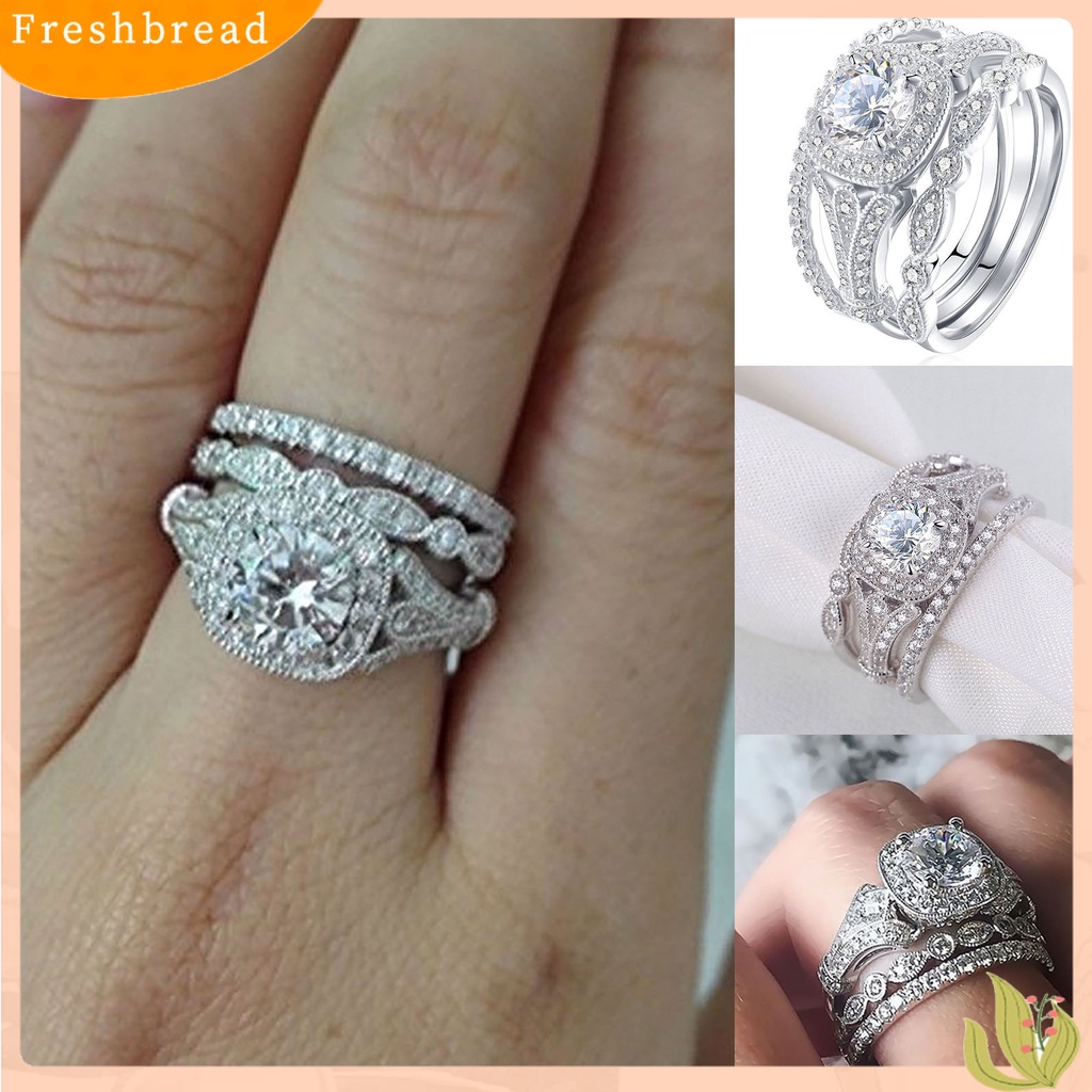 &lt; Freshbread &gt; 3Pcs Cincin Jari Cantik Mengkilap Indah Kreatif Populer Cincin Pernikahan Untuk Pertunangan