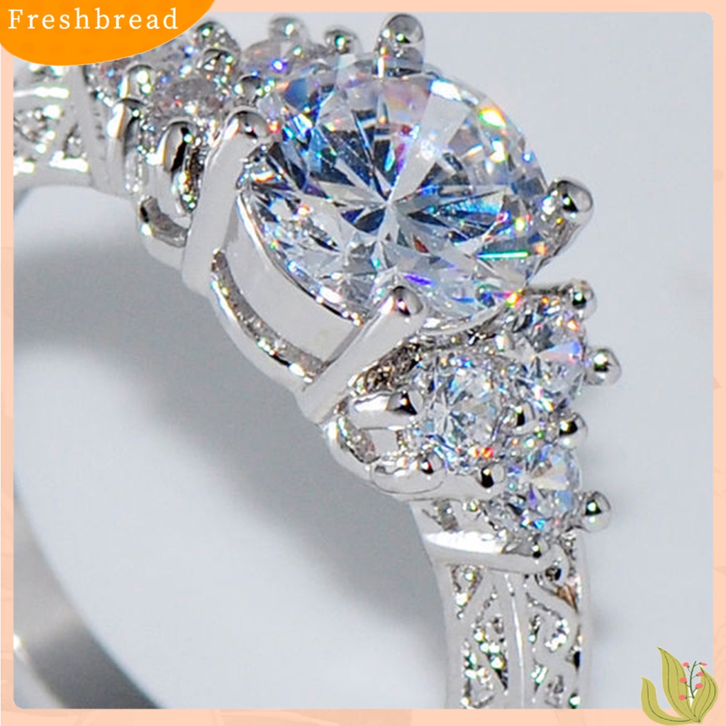 &lt; Freshbread &gt; Mewah Cubic Zirconia Bertatahkan Wanita Pertunangan Pesta Pernikahan Cincin Perhiasan Hadiah