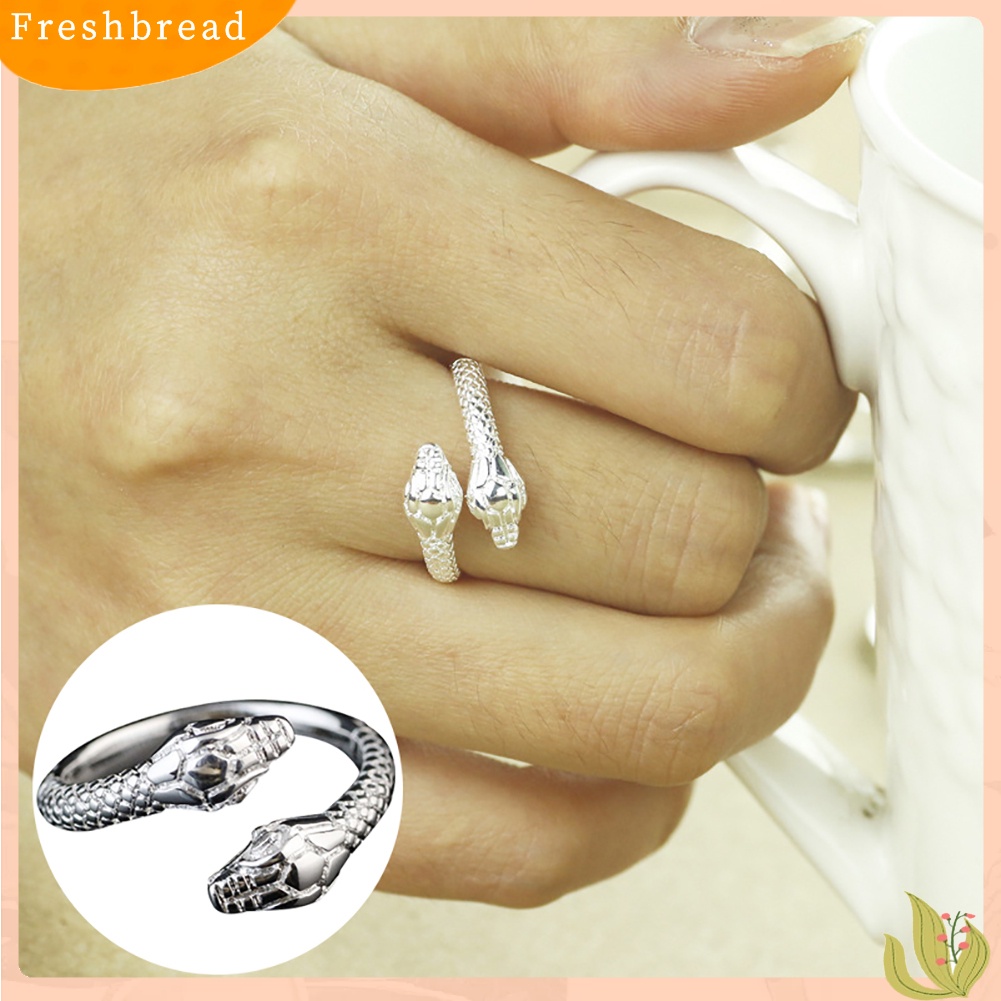 &lt; Freshbread &gt; Pola Kepala Ular Ganda Fashion Wanita Pesta Jari Perhiasan Manset Cincin Band