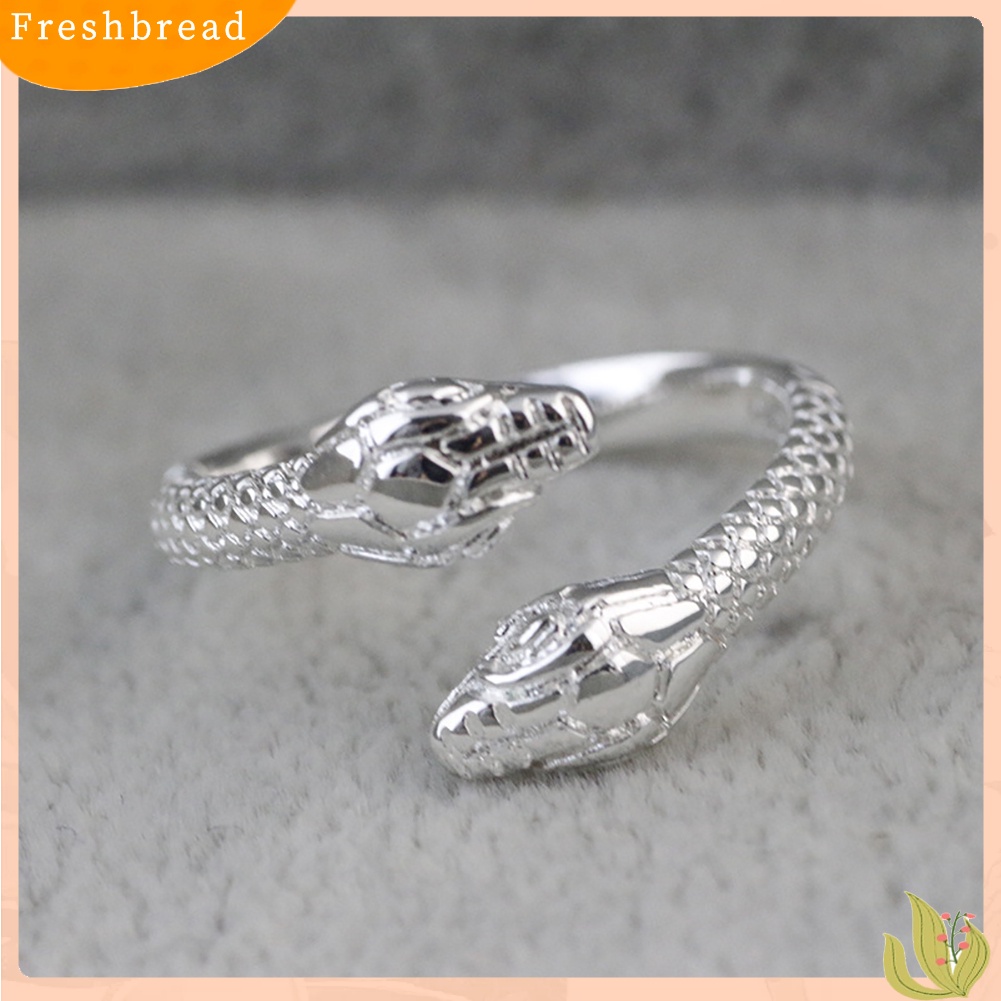 &lt; Freshbread &gt; Pola Kepala Ular Ganda Fashion Wanita Pesta Jari Perhiasan Manset Cincin Band