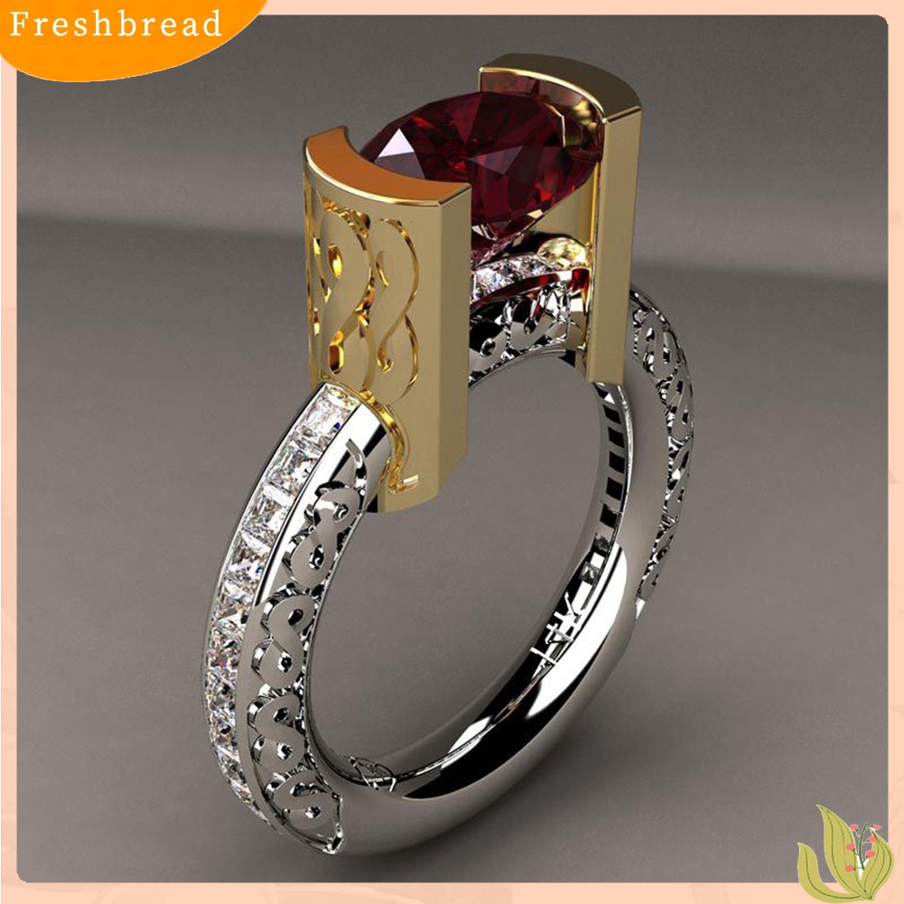 &lt; Freshbread &gt; Fashion Faux Ruby Dual Color Cincin Jari Wanita Perhiasan Pertunangan Pernikahan