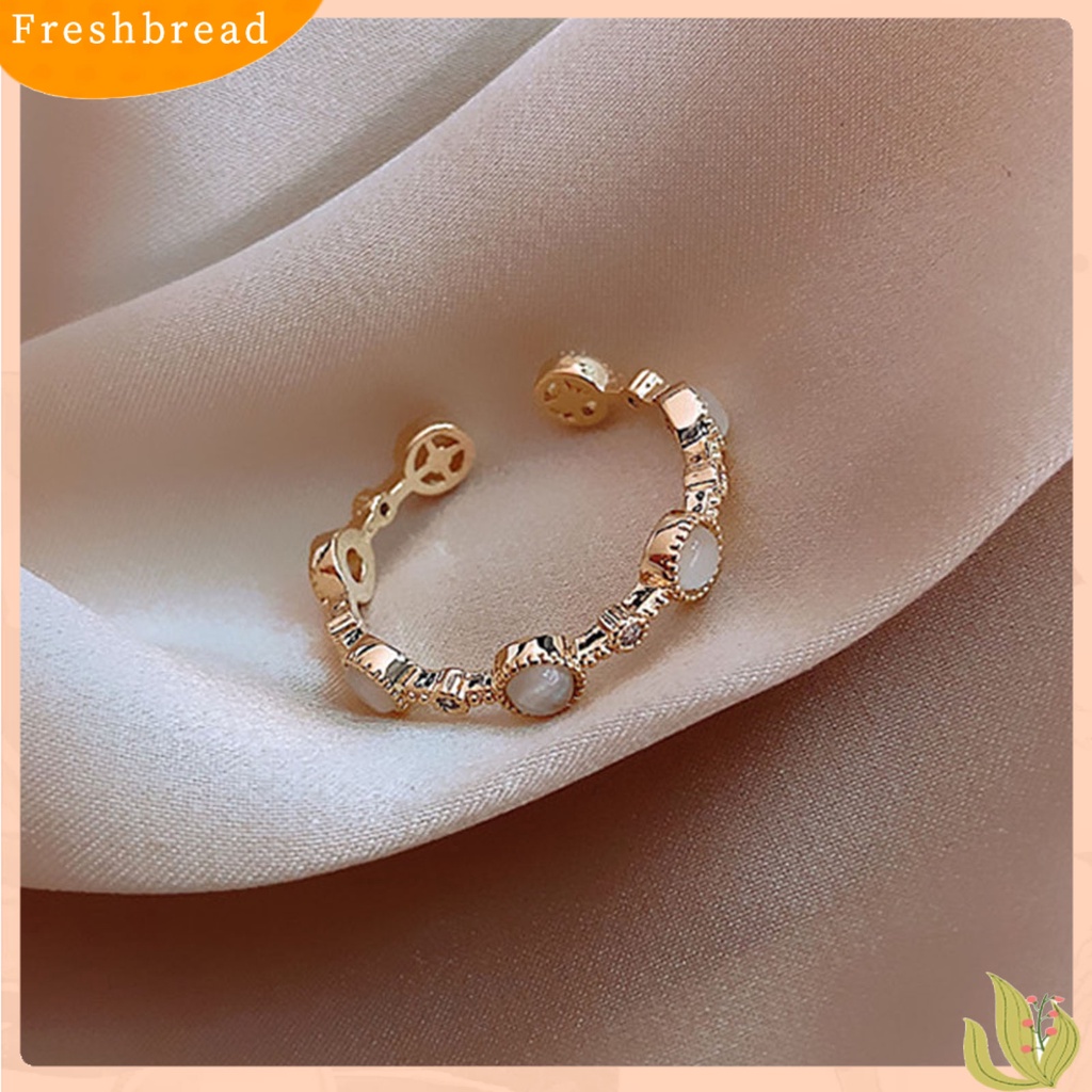 &lt; Freshbread &gt; Tembaga Cincin Terbuka Indah Perhiasan Perempuan Adjustable Opal Jari Cincin Aksesoris Wanita