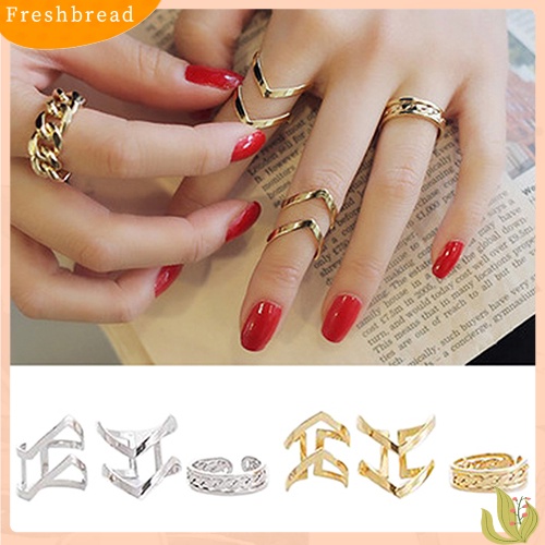 &lt; Freshbread &gt; 3Pcs/Set Fashion Wanita Panah Berongga Midi Buku Jari Terbuka Cincin Band Hadiah