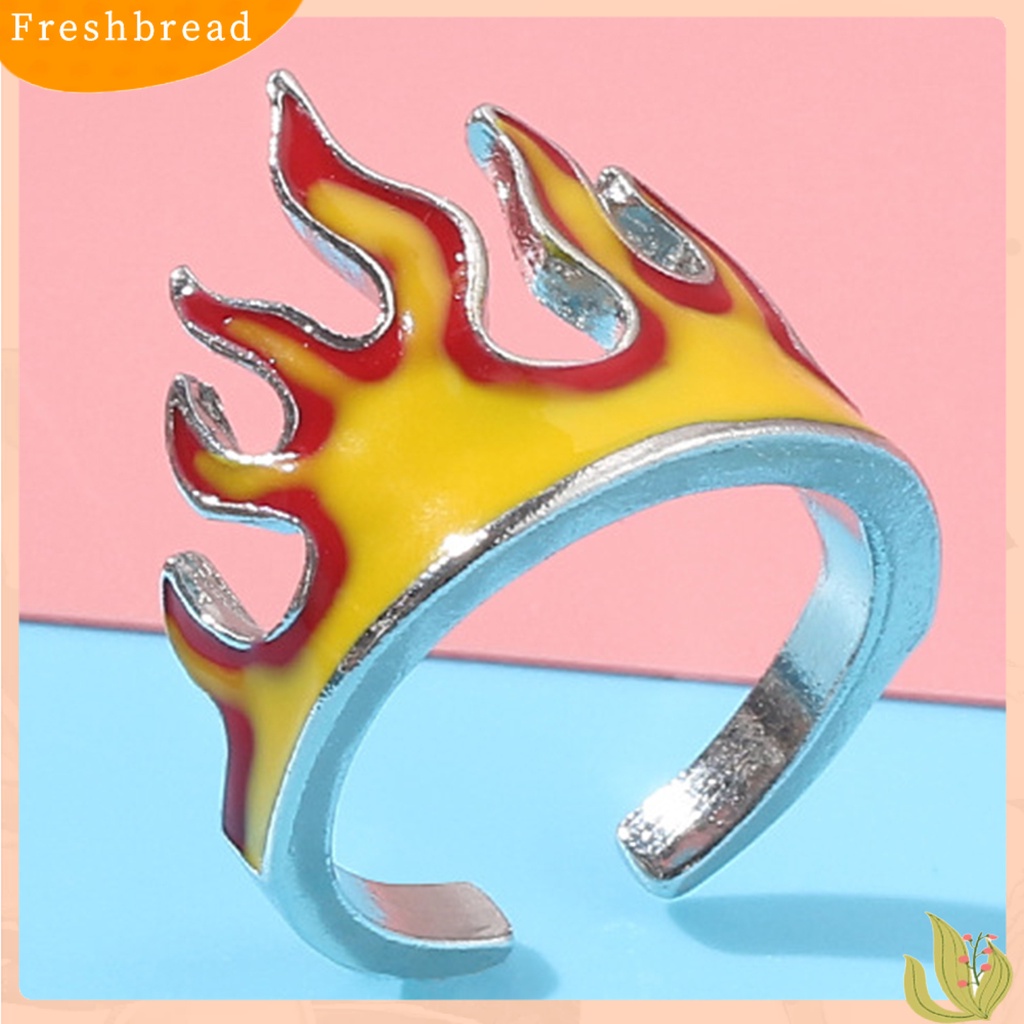 &lt; Freshbread &gt; Cincin Pembukaan Vintage Adjustable Alloy Anti-Cacat Unisex Stylish Flame Open Finger Rings Untuk Pesta