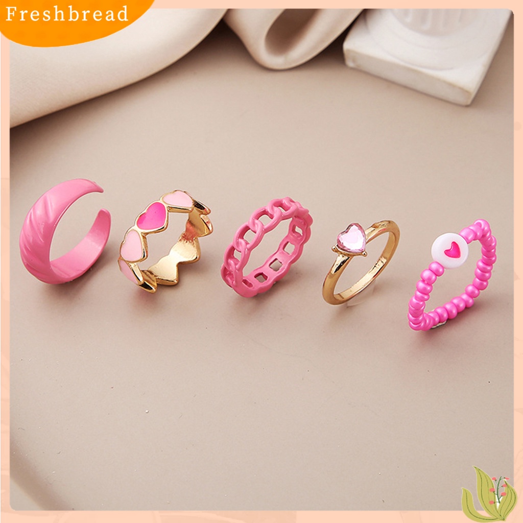 &lt; Freshbread &gt; 1set Cincin Buku Jari Hati Dapat Ditumpuk Wanita Indah Semua Pertandingan Cincin Jari Untuk Pesta