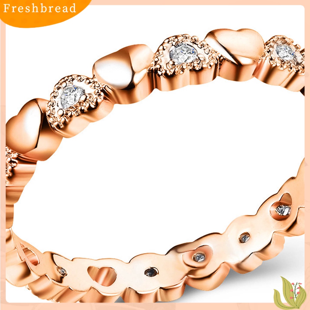 &lt; Freshbread &gt; Cincin Wanita Bentuk Hati Cubic Zirconia Perhiasan Manis Fashion Penampilan Cincin Jari Untuk Pernikahan