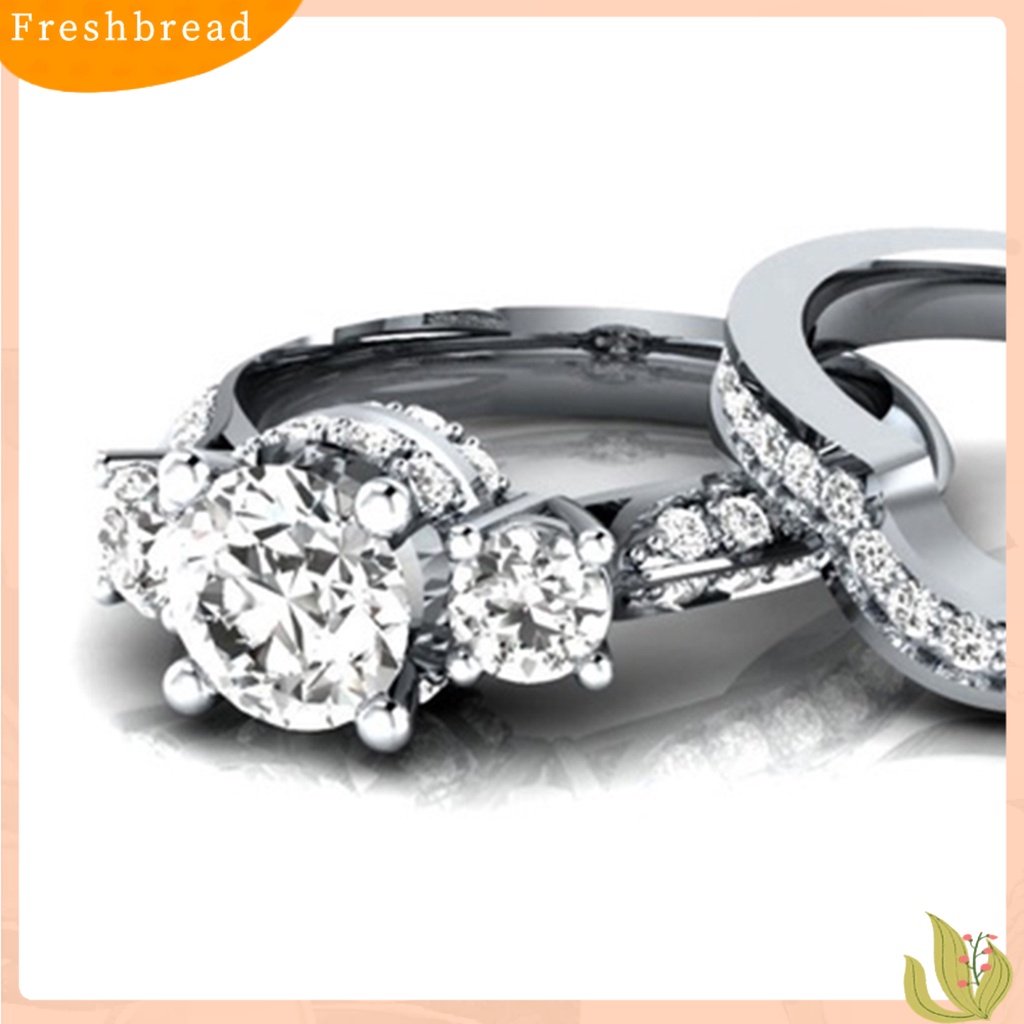 &lt; Freshbread &gt; Wanita Cincin Elegan Perhiasan Anti-Deformasi Berlian Imitasi Hias Shinny Ring Untuk Weeding