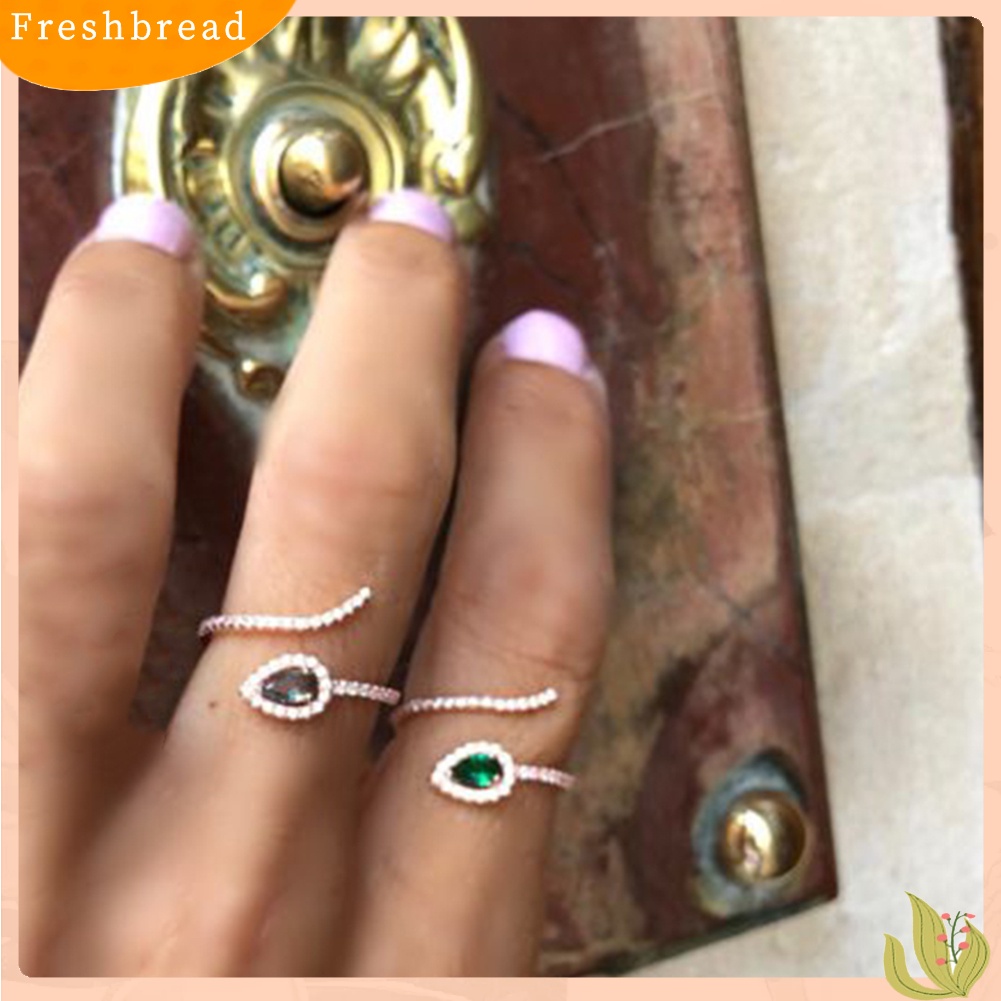 &lt; Freshbread &gt; Fashion Wanita Ular Kelahiran Berlian Imitasi Jari Cincin Pembukaan Yang Dapat Disesuaikan Perhiasan Hadiah