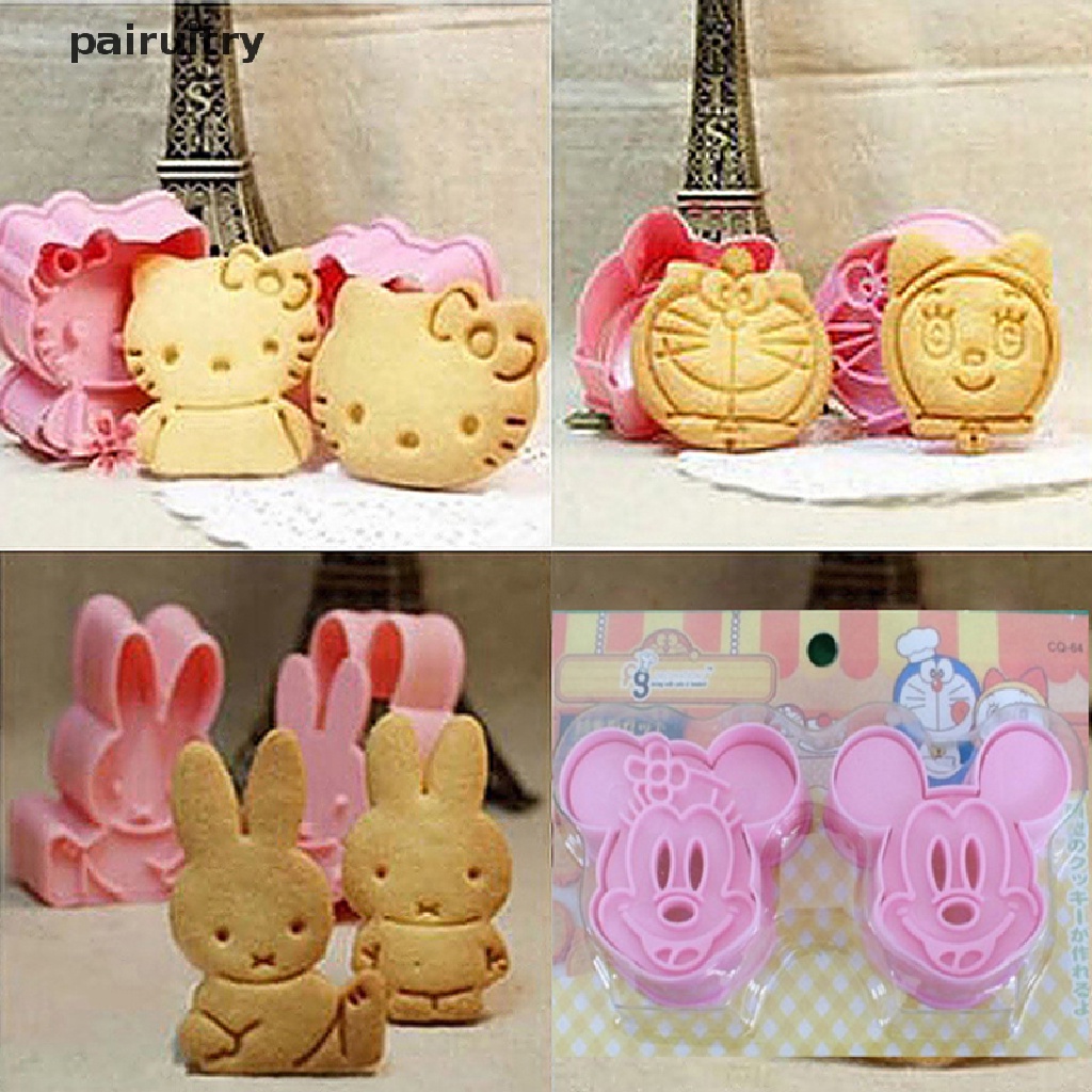 Prt 1pasang Cetakan Kue Kering Plastik Lucu Kartun Pressable Biscuit Mold Cetakan Kue PRT